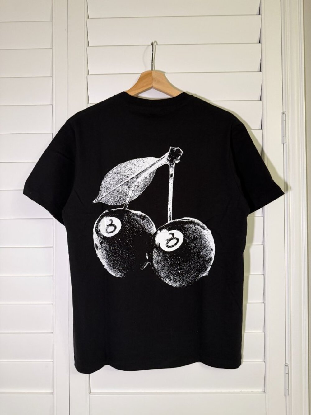 Stussy Cherry Graphic Tee Black Short Sleeve Shirt Big Back Print